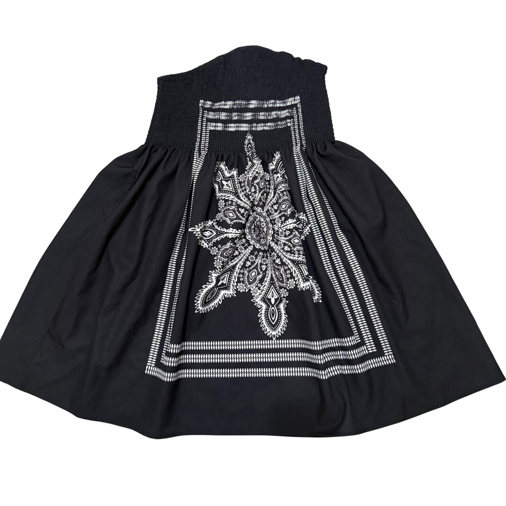 Bloomchic Womens Plus Size 20 Black White Mandala Smocked Tube Dress Skirt Boho